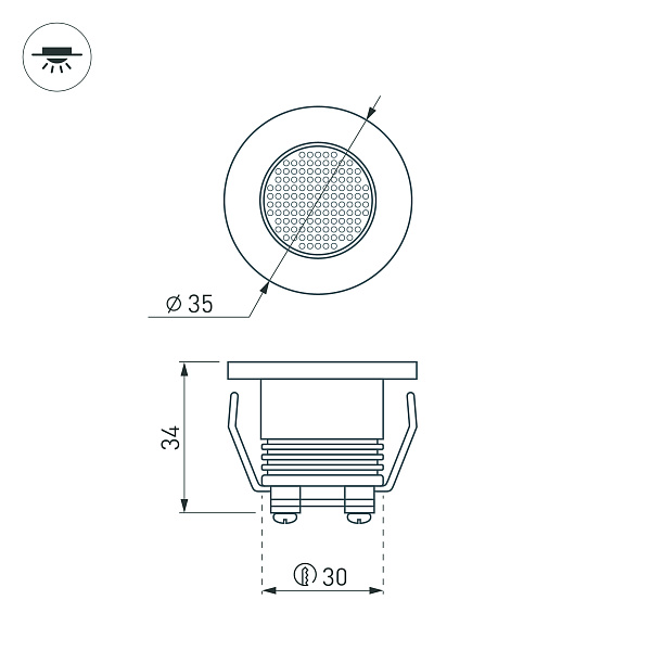 Светодиодный светильник LTM-R35WH 1W Warm White 30deg (Arlight, IP40 Металл, 3 года) Lednikoff