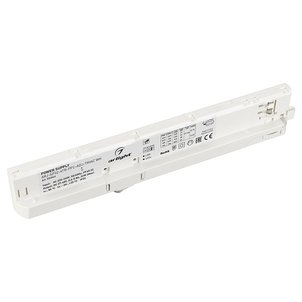 Блок питания для трековых систем ARJ-SP30-4TR-PFC-ADJ-TRIAC WH (30W, 0.6-0.75A, 27-40V) (Arlight, IP20 Пластик, 5 лет) Lednikoff