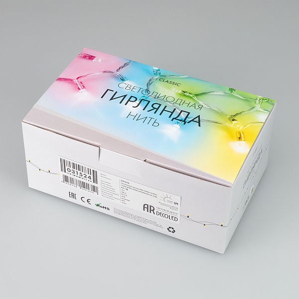 Светодиодная гирлянда ARD-STRING-CLASSIC-15000-WHITE-100LED-LIVE RGB-SPI (12V, 53W) (Ardecoled, IP65) Lednikoff