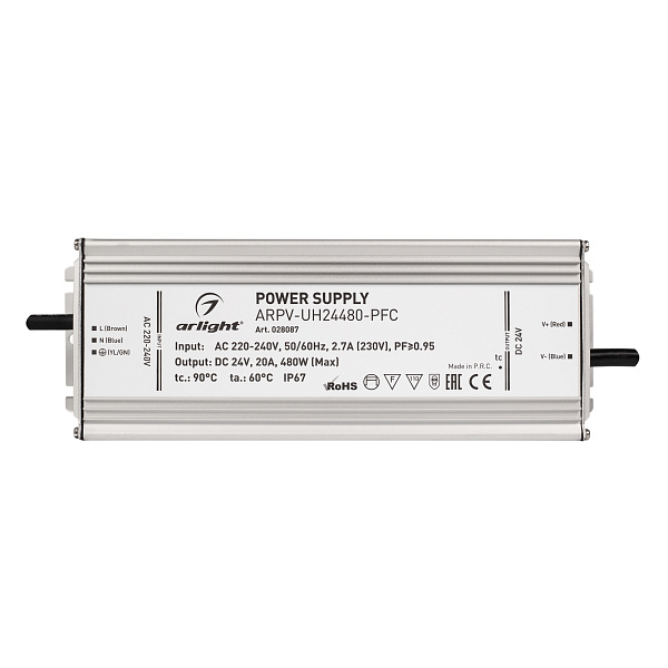 Блок питания ARPV-UH24480-PFC (24V, 20A, 480W) (Arlight, IP67 Металл, 7 лет) Lednikoff