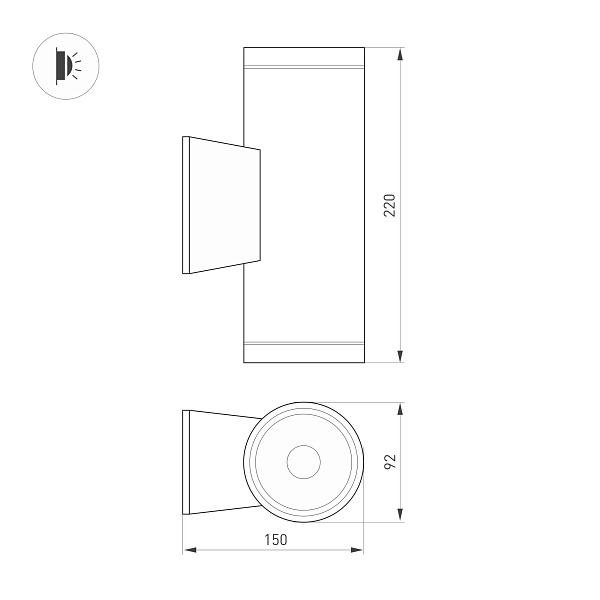 Светильник настенный LGD-WALDER-R92-2x13W Day4000-MIX (Черный, 40 deg, 230V) (Arlight, IP65 Металл, 5 лет) Lednikoff