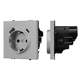 ARL NOBE Розетка зк со шторками с USB тип А+С софт-тач никель SCT-MUAC-SFPL-IS (250V, 16A) (Arlight, -)