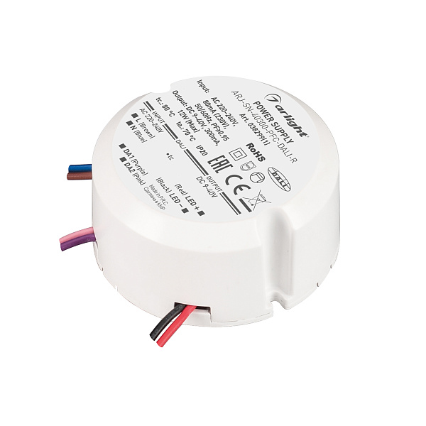 Блок питания ARJ-SN-40300-PFC-DALI-R (12W, 9-40V, 0.3A) (Arlight, IP20 Пластик, 3 года) Lednikoff