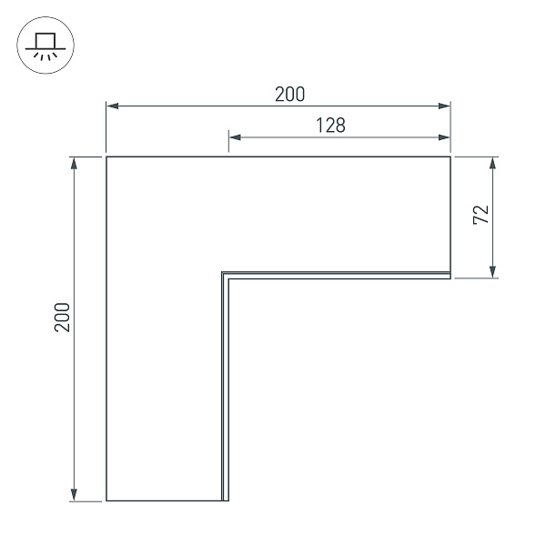 Угол SL-LINIA55-FANTOM внутренний (Arlight, Металл) Lednikoff