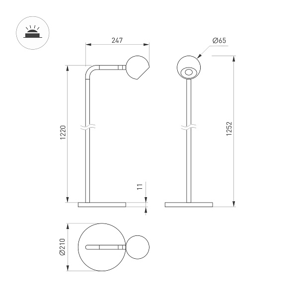 Светильник SP-OTTORI-FLOOR-6W Warm3000 (BR, 30 deg, 230V) (Arlight, IP20 Металл, 3 года)