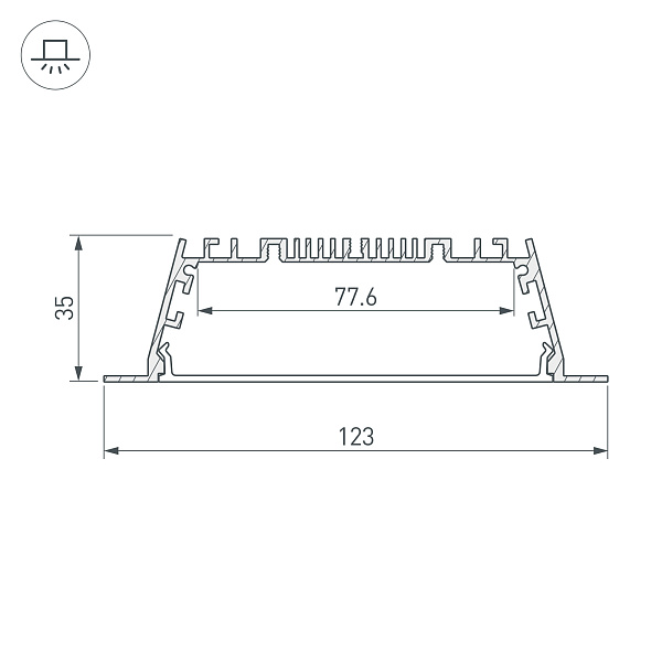 Профиль с экраном ARH-POWER-W120-F-2000 ANOD (Arlight, Алюминий) Lednikoff