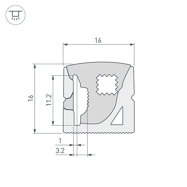 Силиконовый профиль WPH-FLEX-1616-SIDE-S11-50m WHITE (Arlight, Силикон) Lednikoff