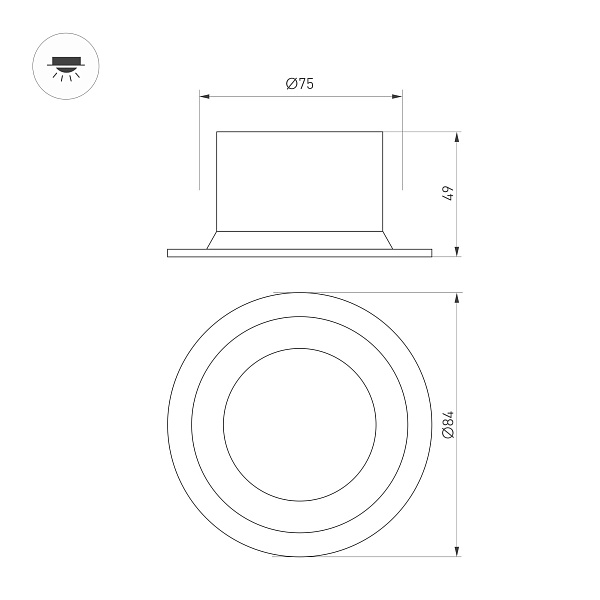Светильник MS-DROP-BUILT-R84-8W Warm3000 (WH, 85 deg, 230V) (Arlight, IP54 Металл, 5 лет) Lednikoff