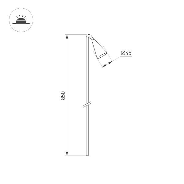 Светильник KT-HAREBELL-BOLL-H850-3W Warm3000 (BK, 40 deg, 24V) (Arlight, IP65 Металл, 3 года) Lednikoff