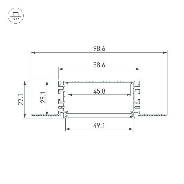 Профиль FANTOM-W49-2000 ANOD (Arlight, Алюминий) Lednikoff
