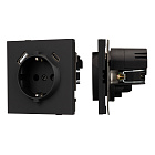 Механизм розетки с USB зарядкой SCT-TENDO-MUAC-SFPL-BK (230V, 16A) (Arlight, Матовый черный) Lednikoff