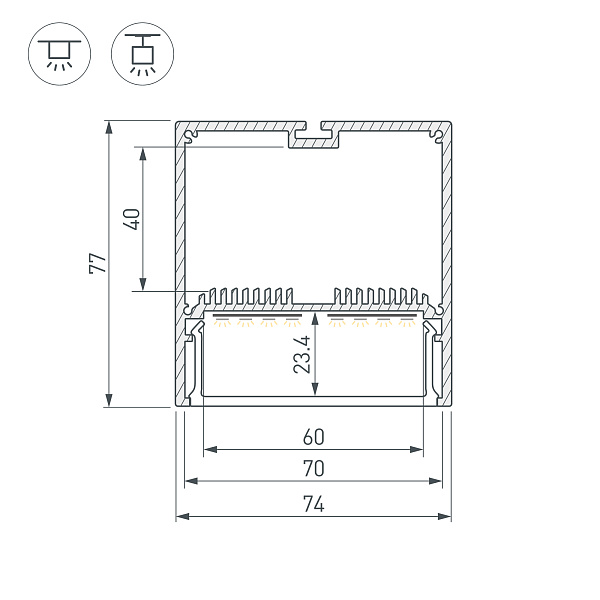 Профиль SL-LINE-7477-2000 BLACK (Arlight, Алюминий) Lednikoff
