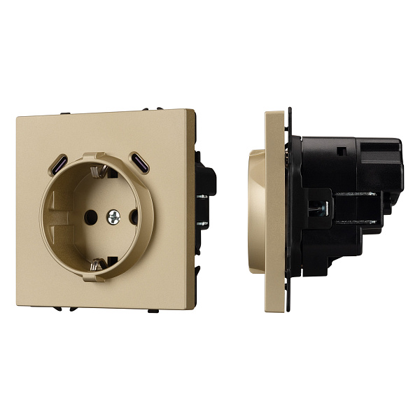 Механизм розетки с USB зарядкой SCT-NOBE-MUCC-SFPL-GD (230V, 16A) (Arlight, -) Lednikoff
