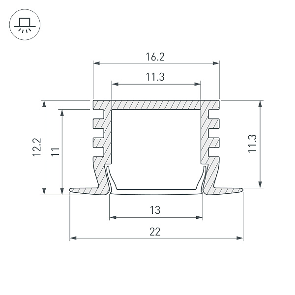 Профиль PDS-F-2000 ANOD (Arlight, Алюминий) Lednikoff