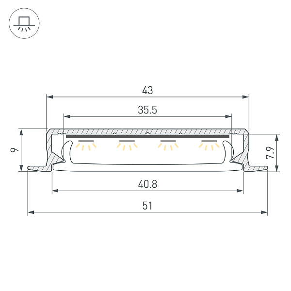 Профиль SL-LINIA40-F-H9-2000 ANOD (Arlight, Алюминий) Lednikoff