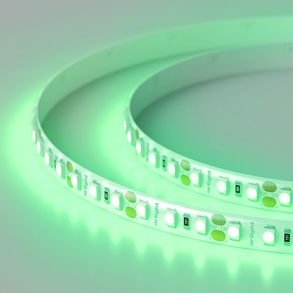Светодиодная лента RTW 2-5000SE 12V Green 2x (3528, 600 LED, LUX) (Arlight, 9.6 Вт/м, IP65) Lednikoff