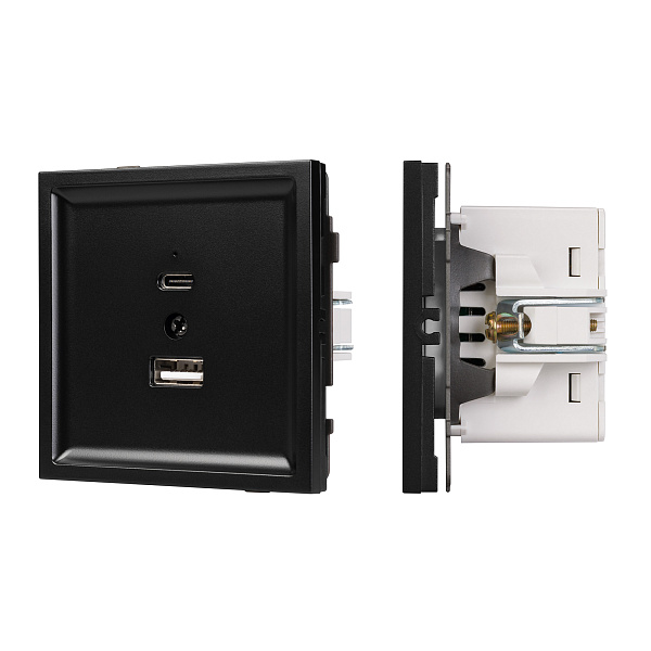 Механизм USB розетки SCT-TENDO-MUAC-PL-BK (5V, 3A, QC3) (Arlight, Черный) Lednikoff