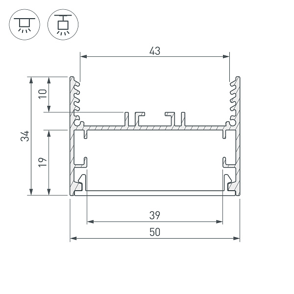Профиль SL-LINE-5035-2000 ANOD (Arlight, Алюминий) Lednikoff