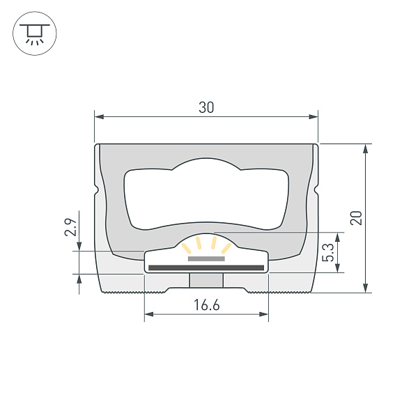 Силиконовый профиль WPH-FLEX-3020-TOP-S16-10m WHITE (Arlight, Силикон) Lednikoff