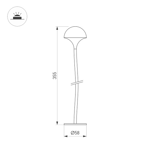 Светильник KT-MUCENA-BOLL-A-H350-1W Warm3000 (WH, 85 deg, 24V) (Arlight, IP65 Металл, 3 года) Lednikoff