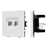 ARL NOBE Розетка телефонная двойная софт-тач белый кварц SCT-MTL2-SFPL-WH (2хRJ-11, 4C) (Arlight, -)