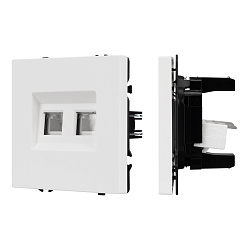 ARL NOBE Розетка телефонная двойная софт-тач белый кварц SCT-MTL2-SFPL-WH (2хRJ-11, 4C) (Arlight, -)