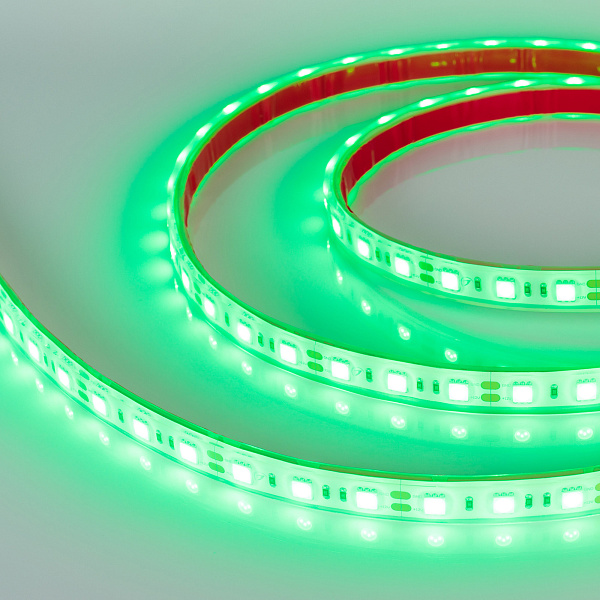 Светодиодная лента RTW 2-5000PGS 12V Green 2x (5060, 300 LED, LUX) (Arlight, 14.4 Вт/м, IP67) Lednikoff