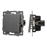 Механизм выключателя двухклавишный самовозвратный SWT-MKR2-PL-GR-V (250V, 10A) (Arlight, -)