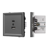 Механизм USB розетки SCT-TENDO-MUAC-SFPL-GR (5V, 3A, QC3) (Arlight, Матовый графитовый)