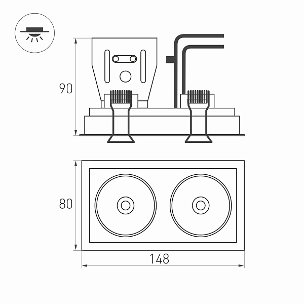 Светильник CL-SIMPLE-S148x80-2x9W Day4000 (WH, 45 deg) (Arlight, IP20 Металл, 3 года) Lednikoff