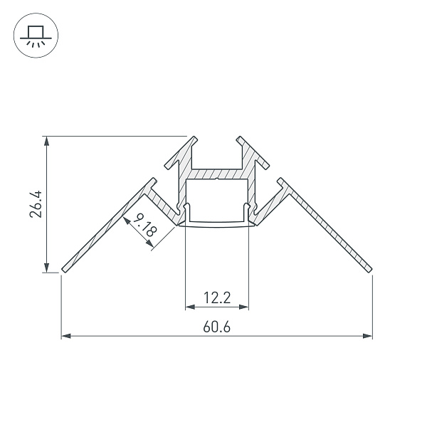 Профиль ARH-DECORE-S12-INT-2000 ANOD внутренний (Arlight, Алюминий) Lednikoff