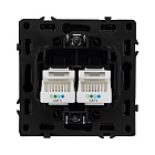Механизм сдвоенной телефонной розетки SCT-NOBE-MTL2-SFPL-BK (RJ-11, 4C) (Arlight, Черный оникс) Lednikoff
