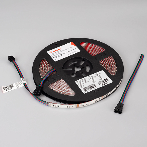 Светодиодная лента герметичная RTW-SE-A120-8mm 24V RGB (12 W/m, IP65, 2835, 5m) (Arlight, 5 лет) Lednikoff