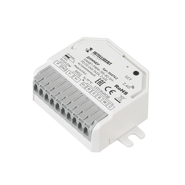 INTELLIGENT ARLIGHT Диммер SMART-PWM-105-82-SH-PD (12-24V, 5x2A, 2.4G) встраиваемый (IARL, Контроллер) Lednikoff