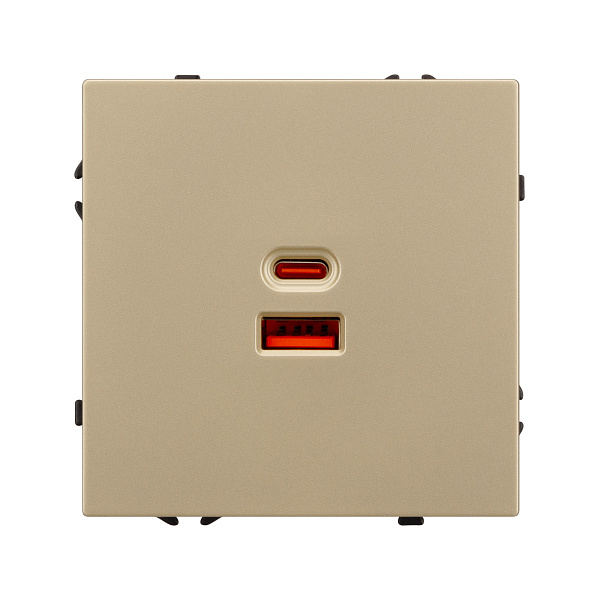 Механизм розетки с быстрой USB зарядкой SCT-NOBE-MUAC-SFPL-FC-GD (65W, QC3) (Arlight, Золотой песок) Lednikoff