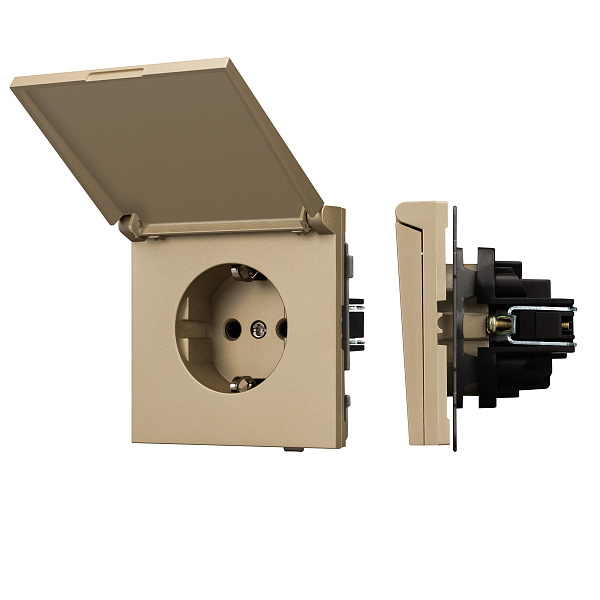 Механизм розетки влагозащищённый SCT-TENDO-MCP-SFPL-GD (230V, 16A) (Arlight, Матовый песочный) Lednikoff