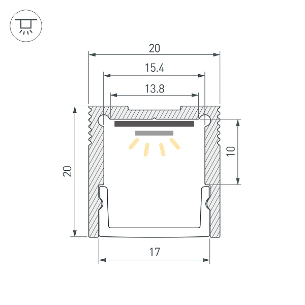 Профиль SL-SLIM20-H20-2000 WHITE (Arlight, Алюминий) Lednikoff
