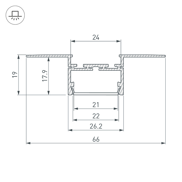 Профиль PLS-LOCK-H19-T-HIDE-2000 (Arlight, Алюминий) Lednikoff