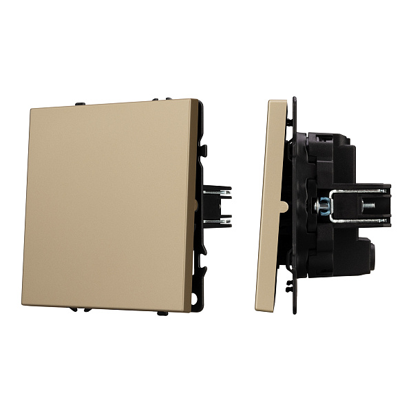 ARL NOBE Выключатель перекрёстный 1 кл софт-тач золотой песок SWT-MKX1-SFPL-GD (250V, 10A) (Arlight, -) Lednikoff