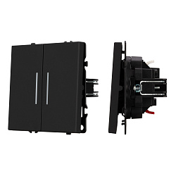 Механизм выключателя двухклавишный непроходной LED SWT-NOBE-MK02-SFPL-L-BK (230V, 10A) (Arlight, Черный оникс)