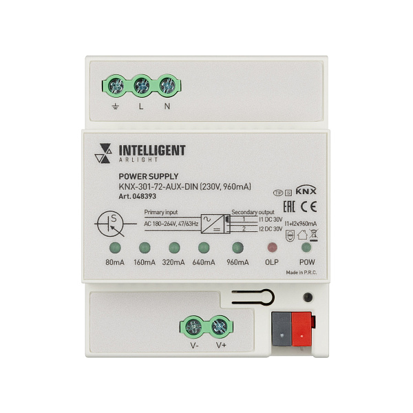 INTELLIGENT ARLIGHT Блок питания шины KNX-301-72-AUX-DIN (230V, 960mA) (IARL, IP20 Пластик, 2 года) Lednikoff