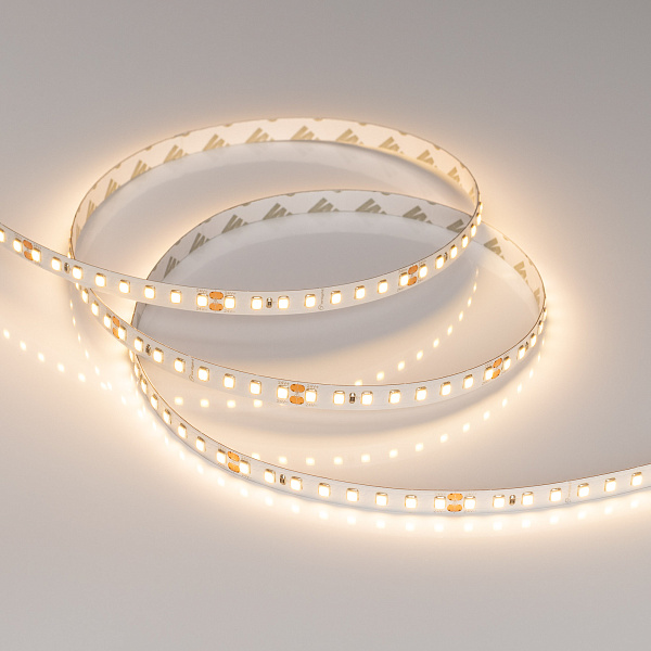 Светодиодная лента RT-A128-8mm 24V Warm2700 (9.6 W/m, IP20, 2835, 5m) (Arlight, высок.эфф.150 лм/Вт) Lednikoff