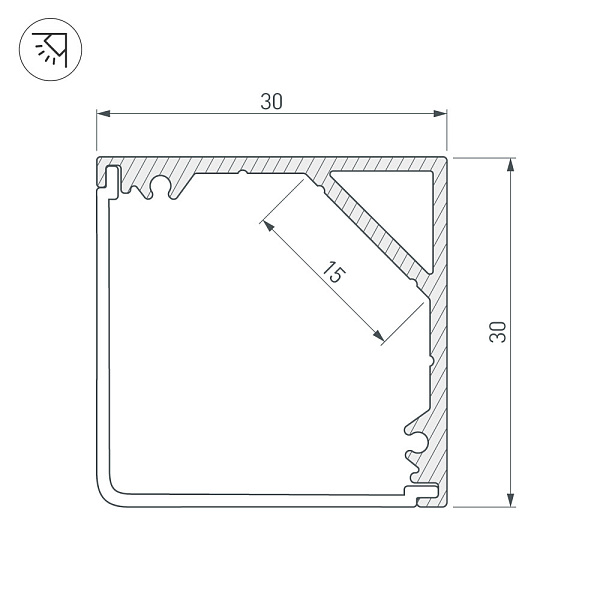 Профиль SL-KANT-H30-3000 ANOD (Arlight, Алюминий) Lednikoff