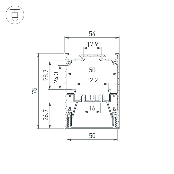 Профиль IP-LINE-5475-2000 BLACK (Arlight, Алюминий) Lednikoff