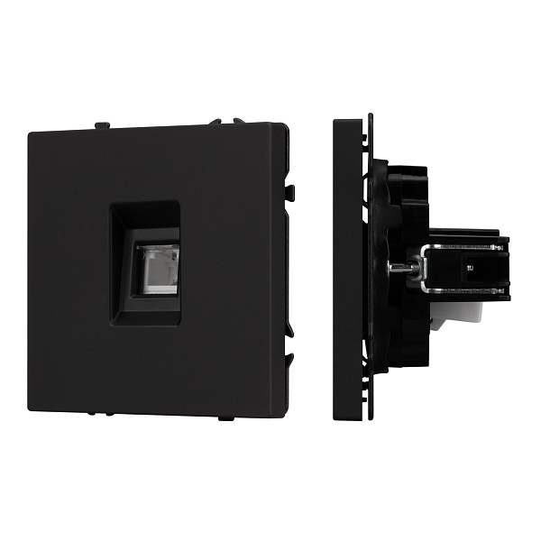 ARL NOBE Розетка телефонная софт-тач черный оникс SCT-MTL1-SFPL-BK (RJ-11, 4C) (Arlight, -) Lednikoff