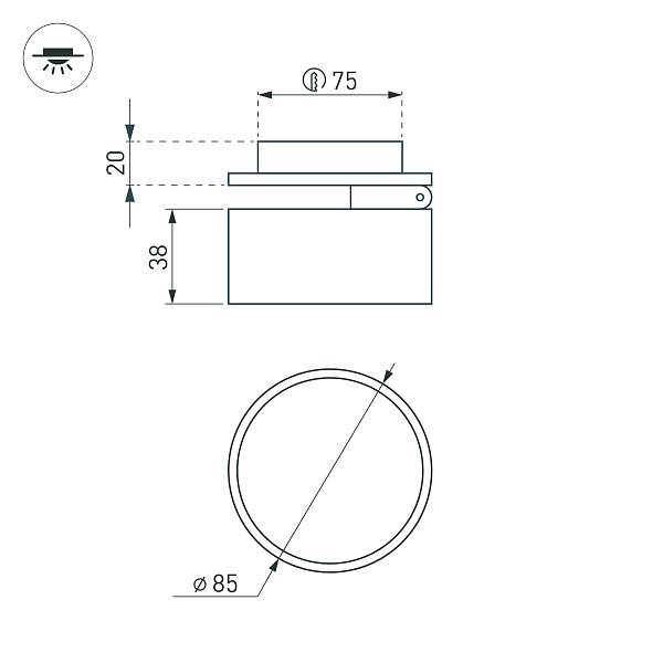 Светильник LGD-POT-BUILT-R85-12W Warm3000 (BK, 100 deg, 230V) (Arlight, IP44 Металл, 5 лет) Lednikoff