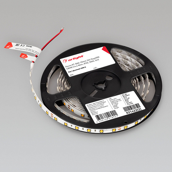 Светодиодная лента RT-B60-10mm 24V Day4000 CRI98 (14.4 W/m, IP20, 5060, 5m) (Arlight, Открытый) Lednikoff