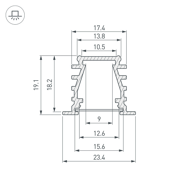 Профиль TOP-DEEP-F-2000 ANOD (K13,P15) (Arlight, Алюминий) Lednikoff