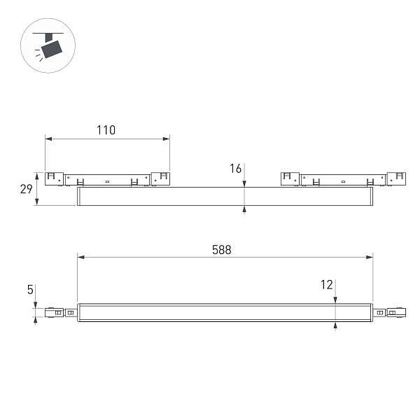 Светильник MAG-MICROCOSM-FLAT-L588-20W Warm3000 (WH, 100 deg, 24V) (Arlight, IP20 Металл, 5 лет)