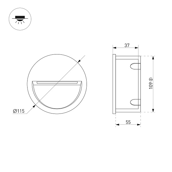 Светильник LTD-TRAIL-R115-4W Warm3000 (GR, 65 deg, 230V) (Arlight, IP65 Металл, 3 года) Lednikoff